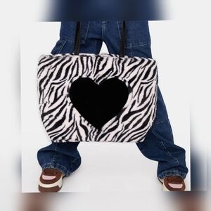 Skinny Dip Zebra Pink / Black Print Women's Bag with Black Heart 🖤